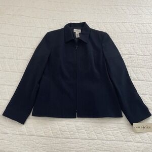 Villager Women's Navy Basic Jacket Zip Collared Lined Lightweight Size 10